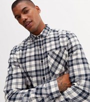 New Look White Check Pocket Front Long Sleeve Shirt